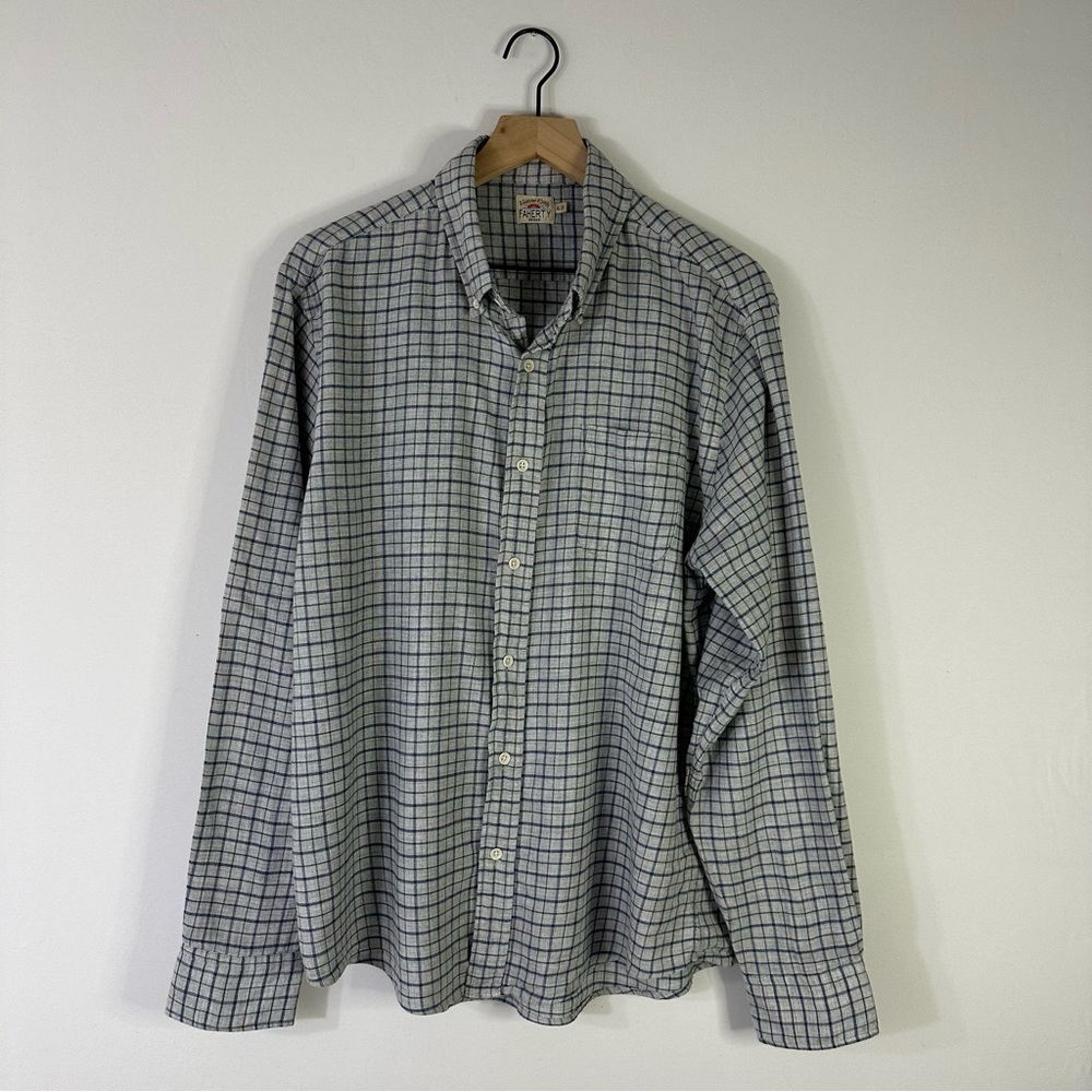 Faherty Men's Long Sleeve 100% Cotton Button Down Shirt in Gray Plaid Size XL